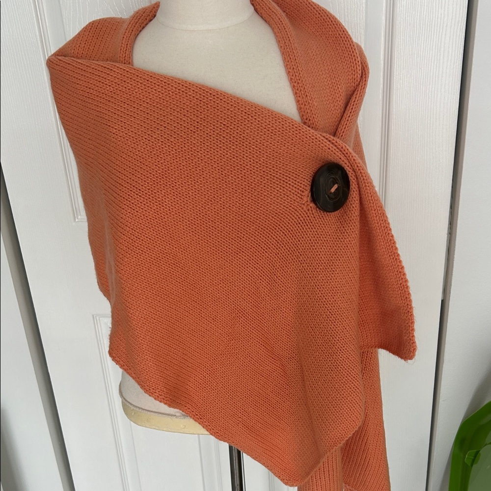 Peach knit shawl